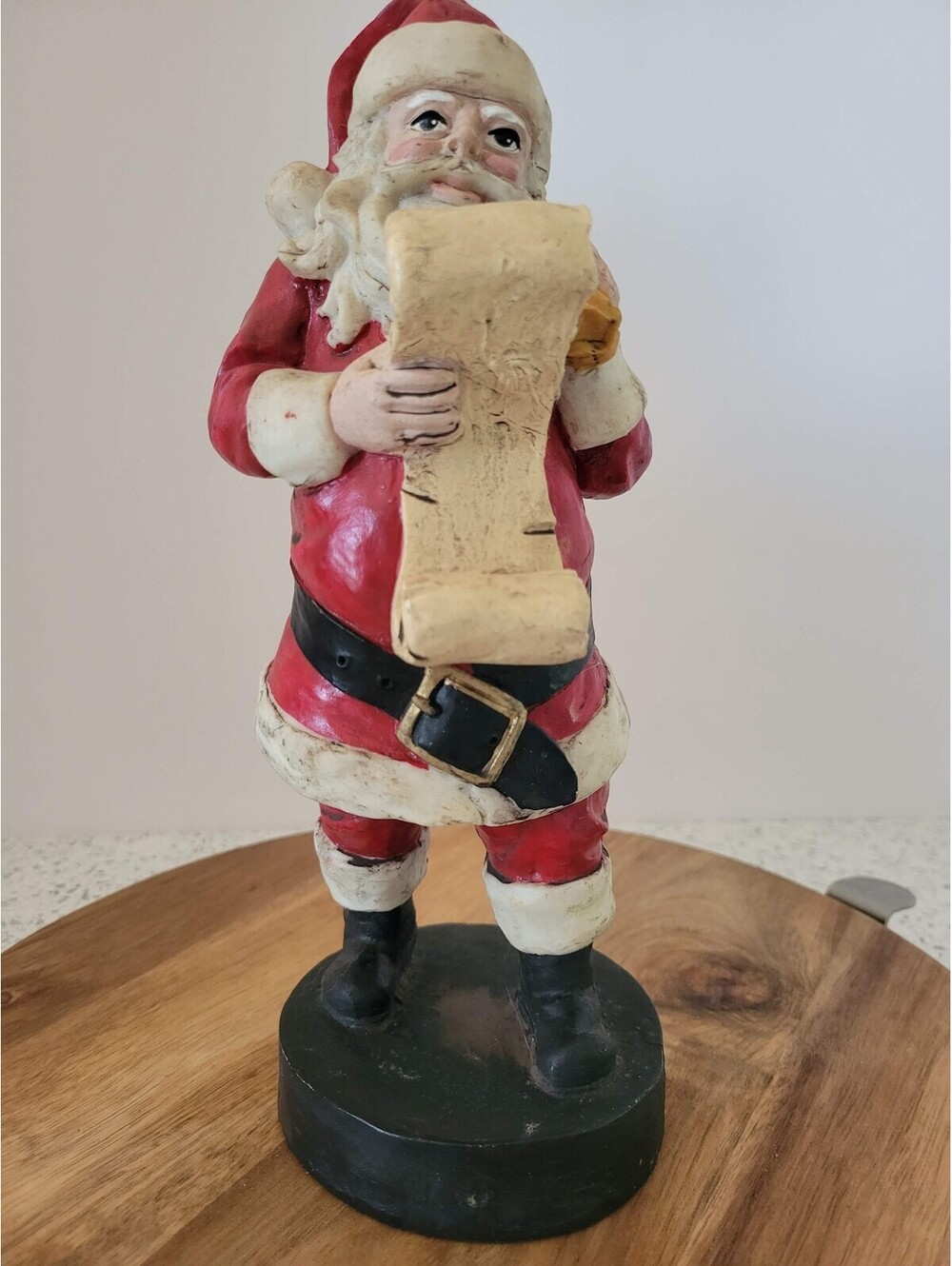 Red Santa Claus Figurine With List Teddy Bear Sack Christmas Holiday Decor